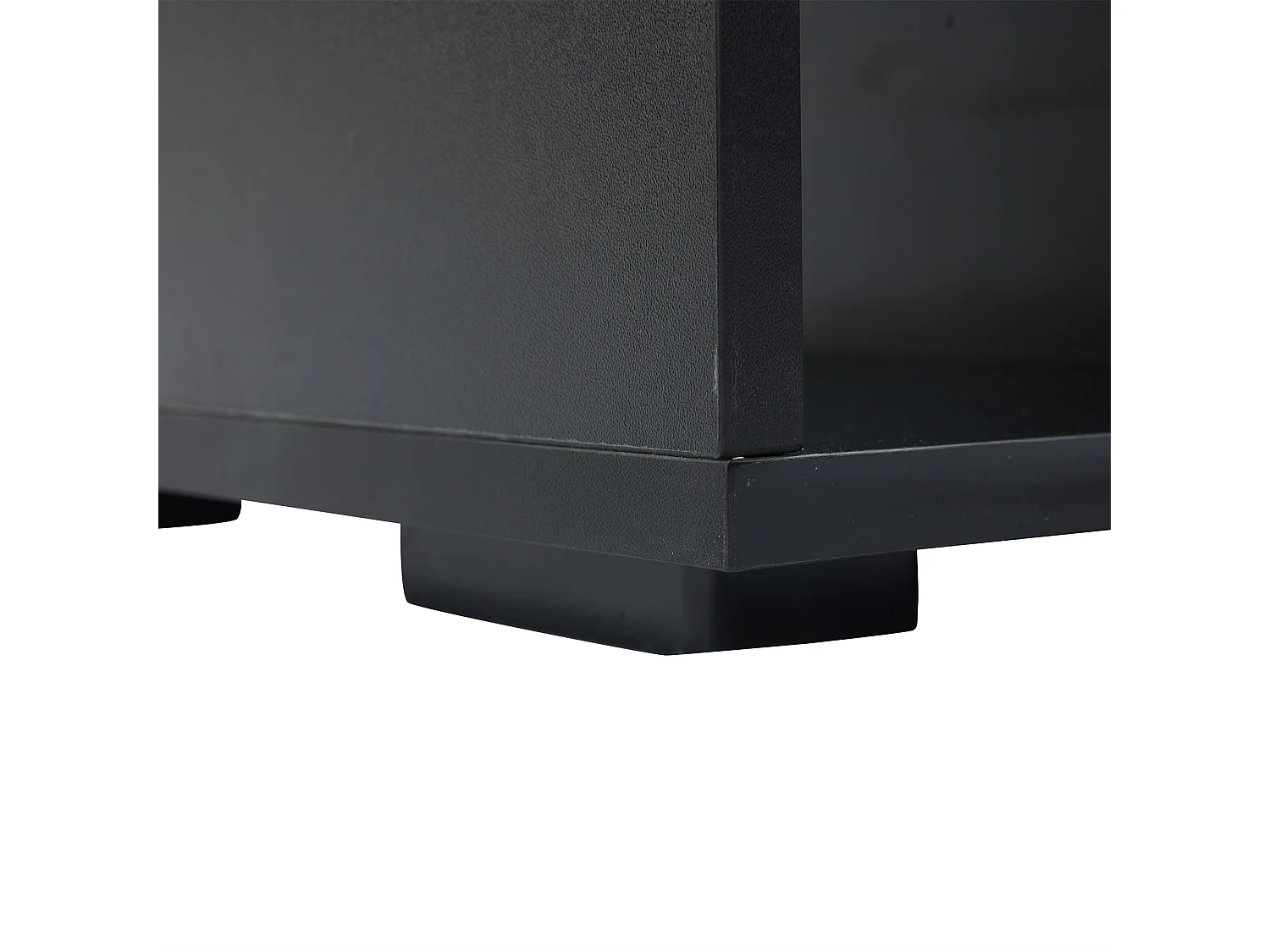 Meuble TV 180x40x46 cm LED salon 2 tiroirs et rangement ouvert en bois - verre décoratif - noir