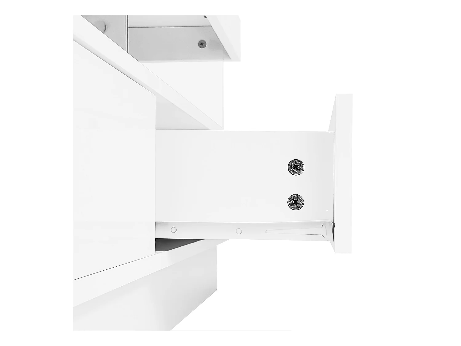 Meuble TV 160x38x50.5 cm LED salon 3 compartiments en verre 3 tiroirs meuble de rangement en bois - blanc