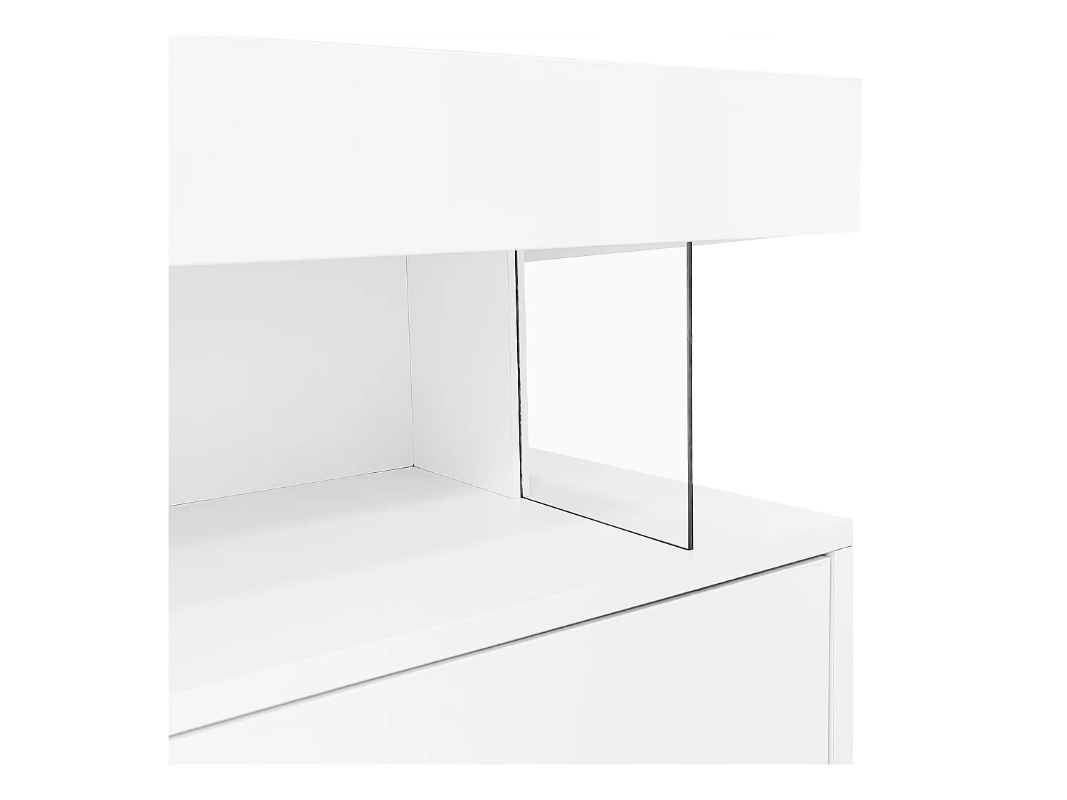 Meuble TV 160x38x50.5 cm LED salon 3 compartiments en verre 3 tiroirs meuble de rangement en bois - blanc