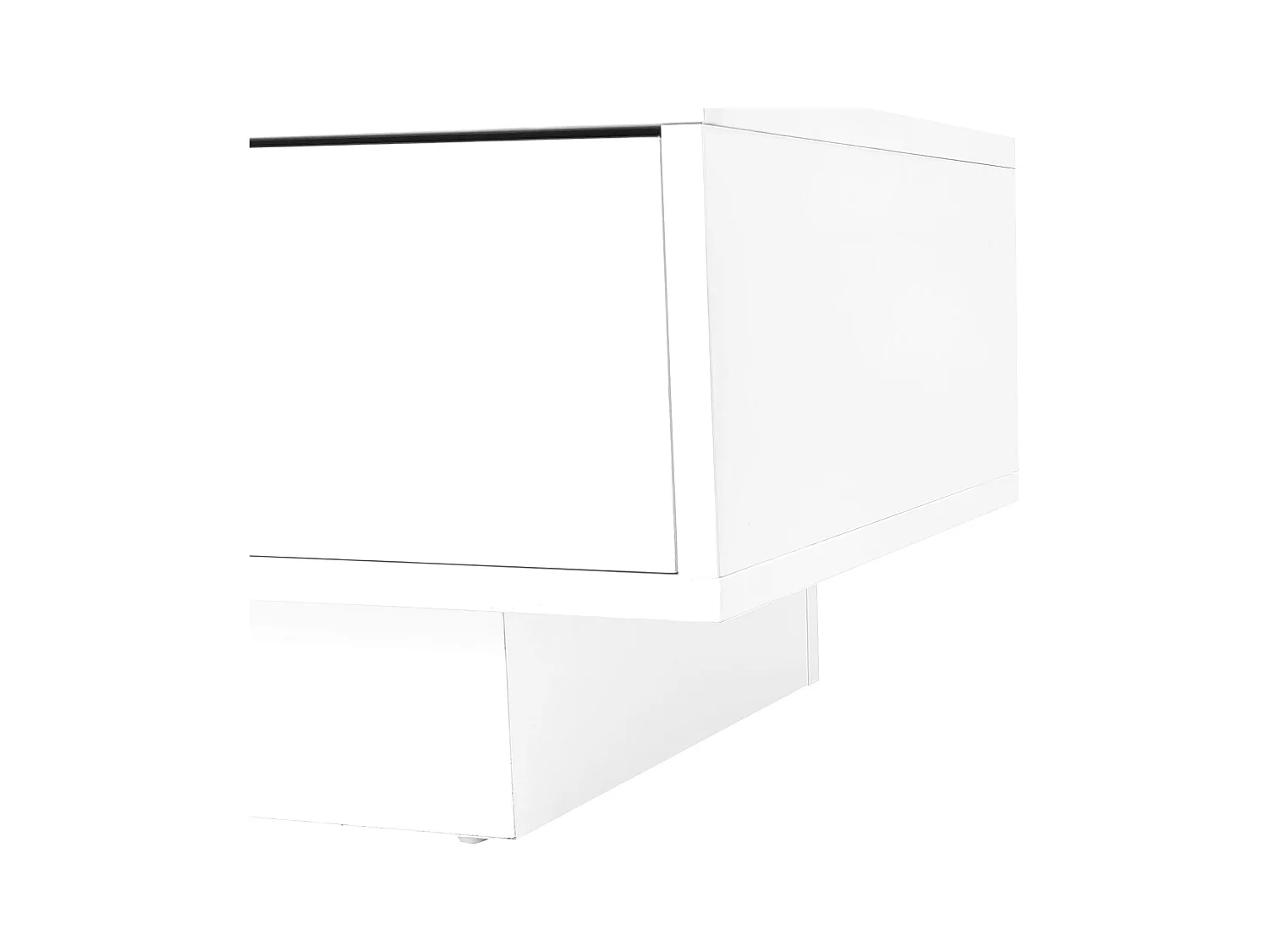 Meuble TV 160x38x50.5 cm LED salon 3 compartiments en verre 3 tiroirs meuble de rangement en bois - blanc
