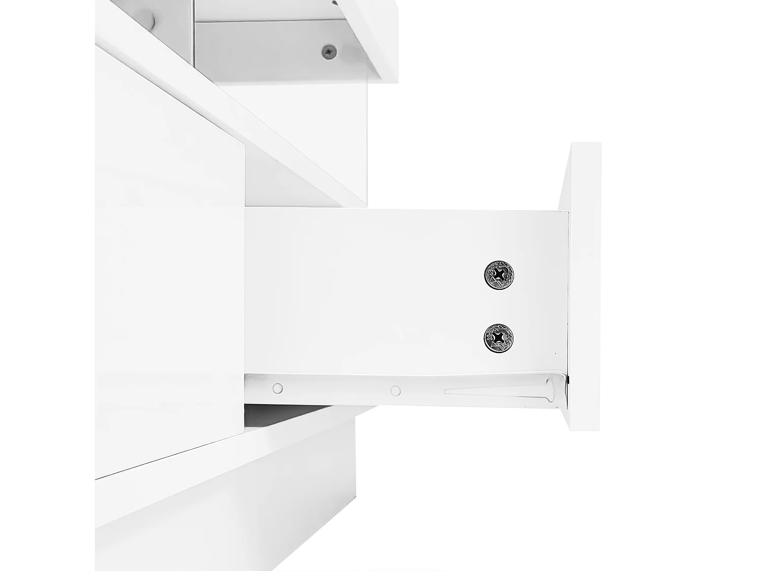 Meuble TV 160x38x50.5 cm LED salon 3 compartiments en verre 3 tiroirs meuble de rangement en bois - blanc