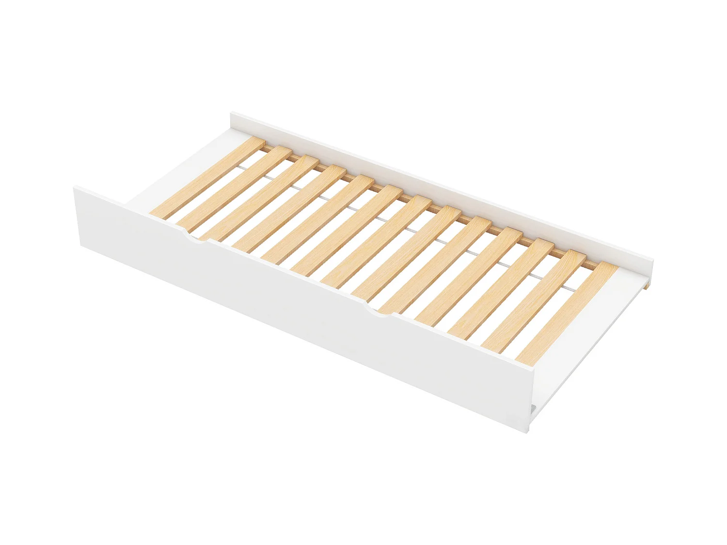 Lit gigogne enfant 90x200 cm avec sommier - tête de lit avec rangement et USB - bois - blanc (sans matelas)