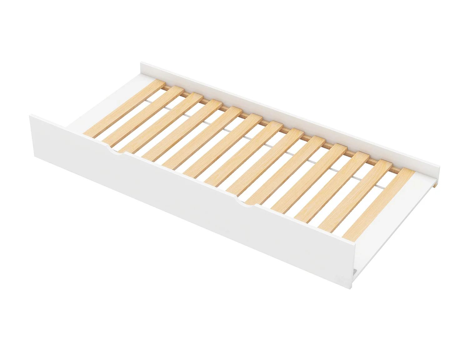 Lit gigogne 90x200 cm avec sommier - tête de lit avec rangement et USB - bois - blanc (sans matelas)