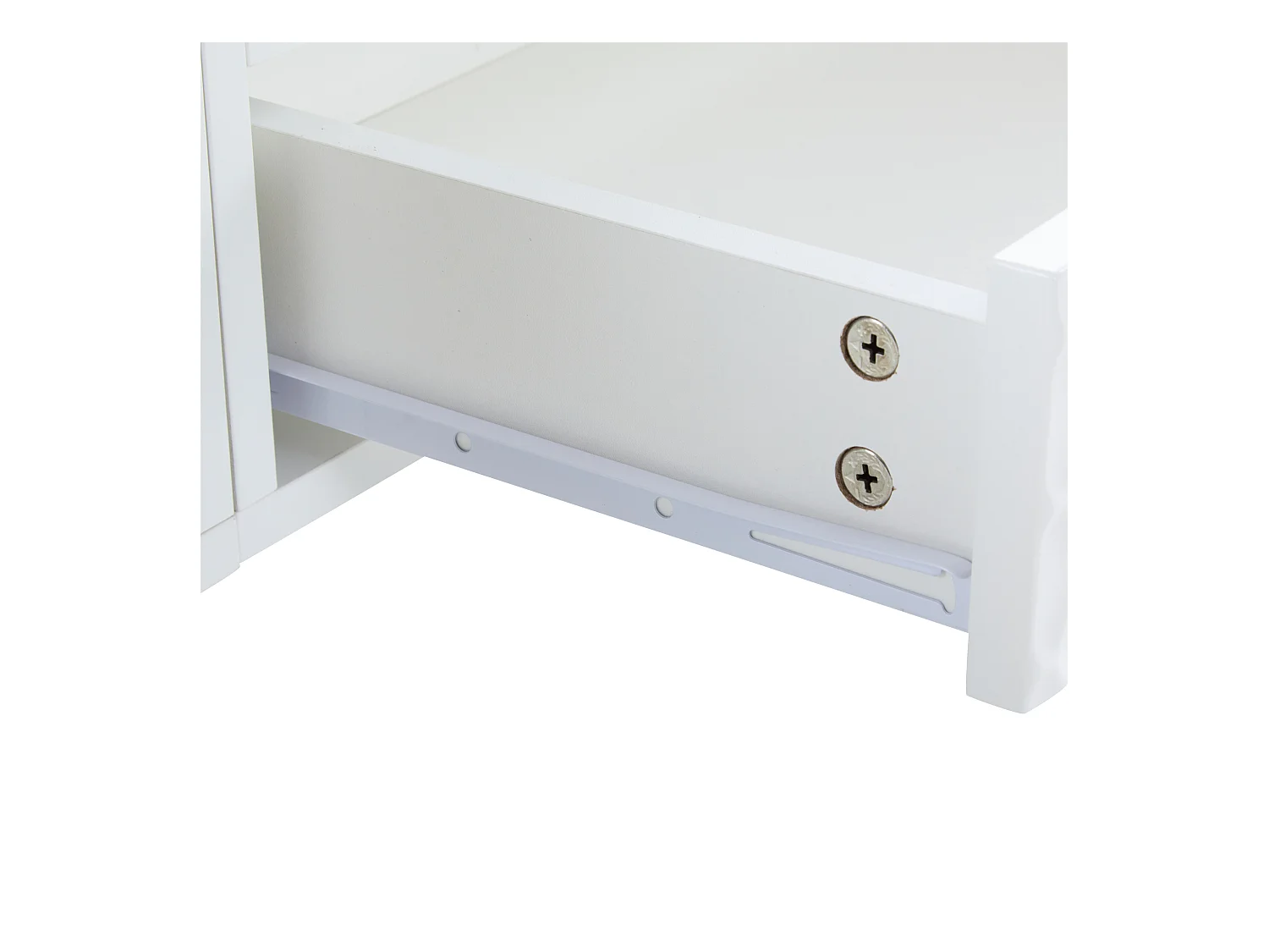 Meuble TV 180x40x41 cm avec 2 portes 1 tiroir meuble de rangement en bois - poignées en métal - blanc