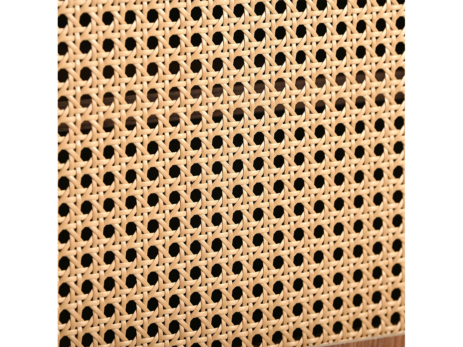 Meuble TV 160x40x60 cm 2 portes en rotin coulissantes et 2 tiroirs meuble de rangement en bois - noyer