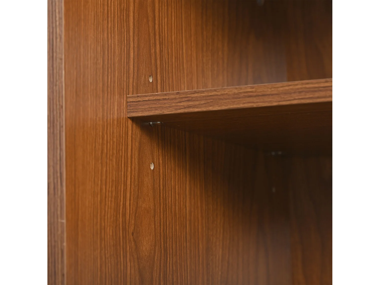 Meuble TV 160x40x60 cm 2 portes en rotin coulissantes et 2 tiroirs meuble de rangement en bois - noyer