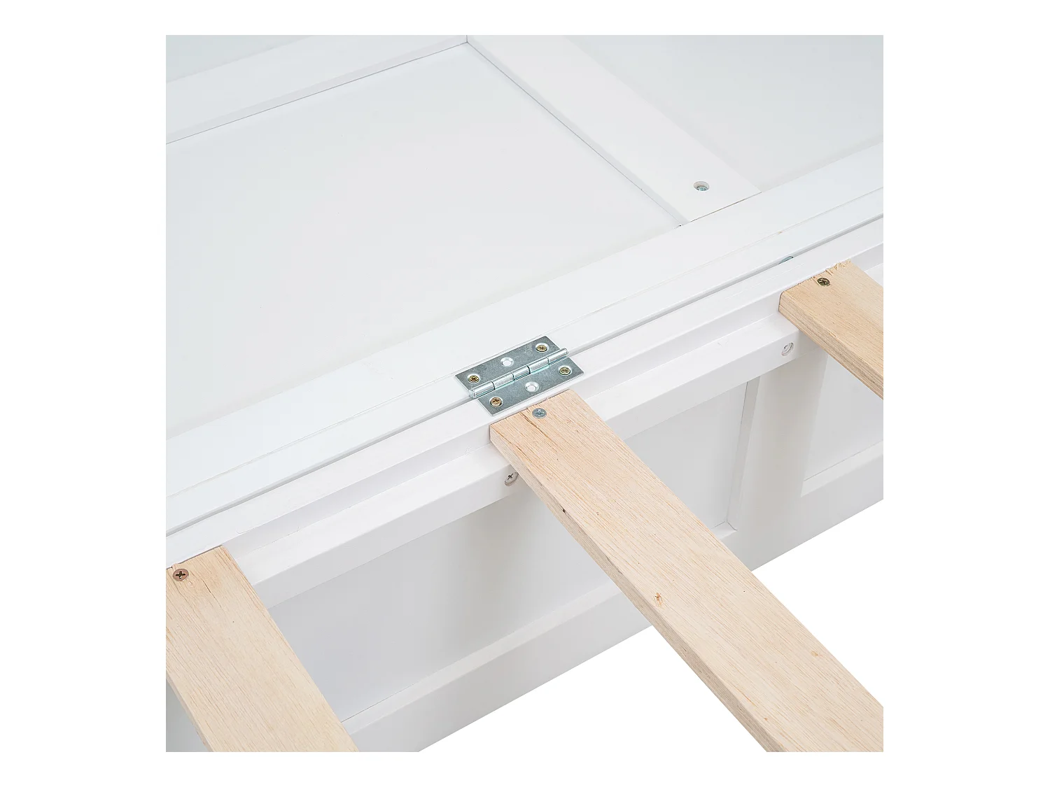 Cama doble adulto 140x200 cm con base - cabecero con paneles laterales y 1 cajón - madera - blanco (sin colchón)