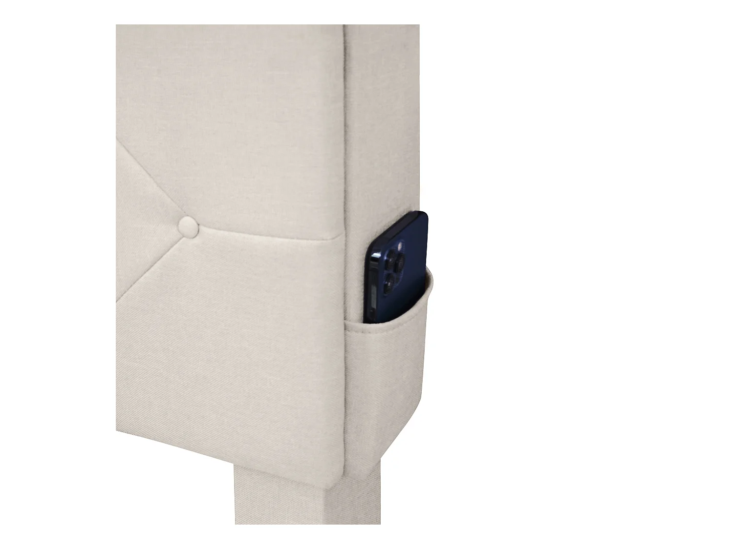 Lit adulte double 140x200 cm avec 2 tiroirs - tête de lit réglable en hauteur et USB et LED - lin - beige (sans matelas)