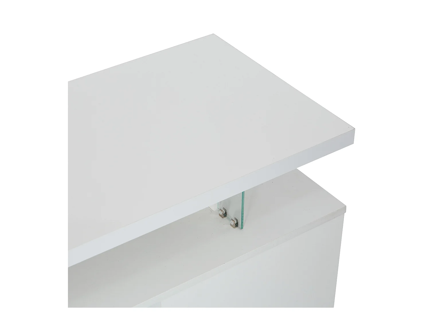 Meuble TV 150x40x53 cm LED bois meuble de rangement ouvert étagères en verre - blanc