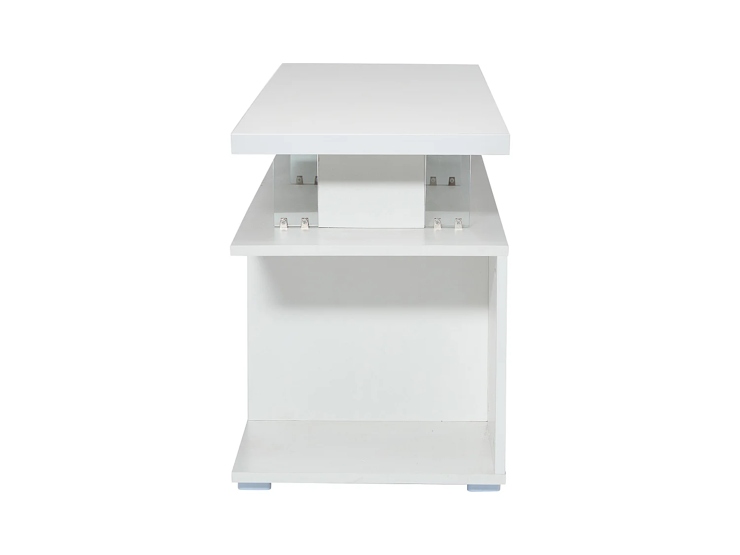 Meuble TV 150x40x53 cm LED bois meuble de rangement ouvert étagères en verre - blanc