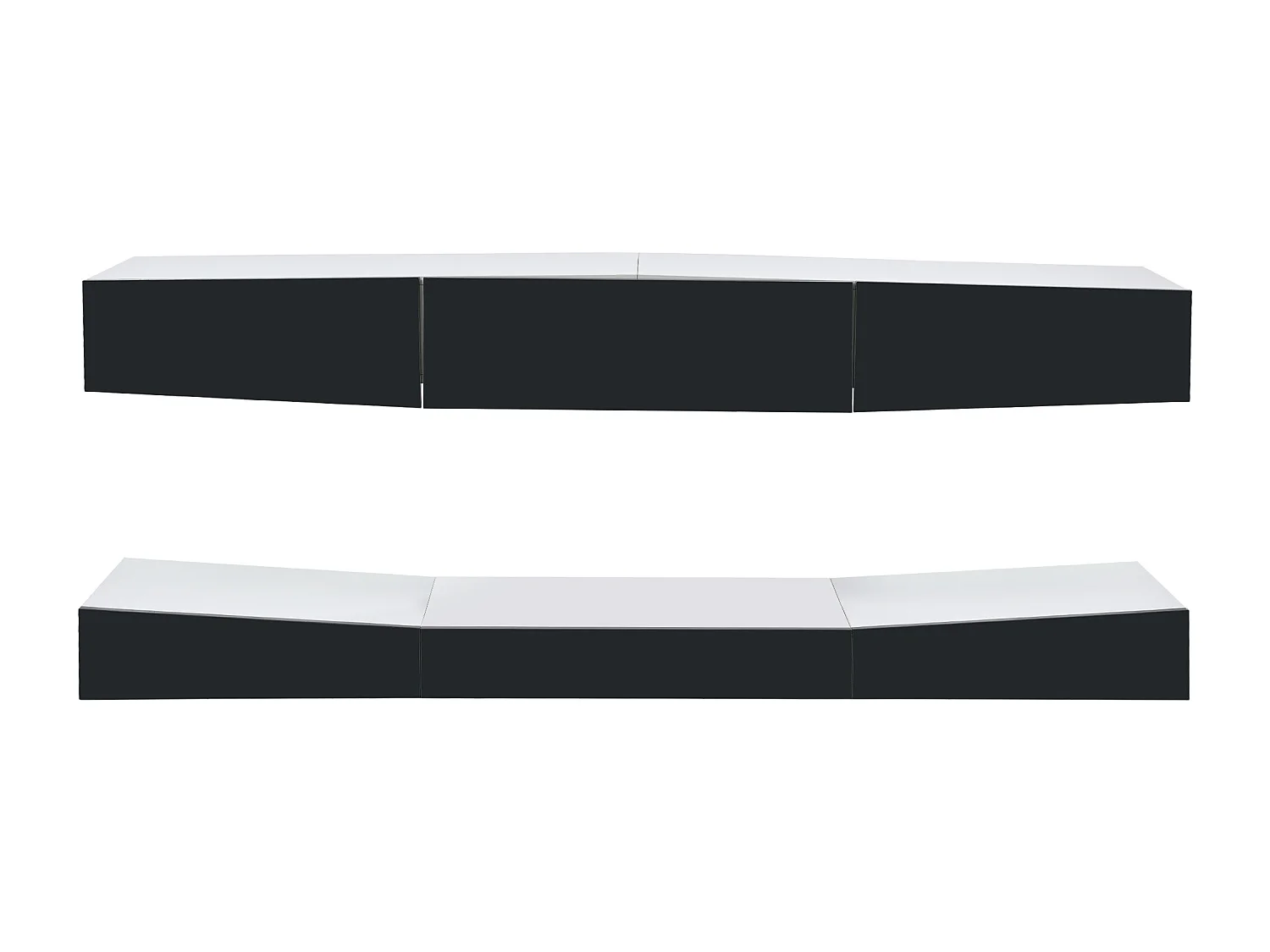 LED houten wandmeubel met 2 kasten, 3 lades en open opbergruimte - grijs (181x40x19 cm)