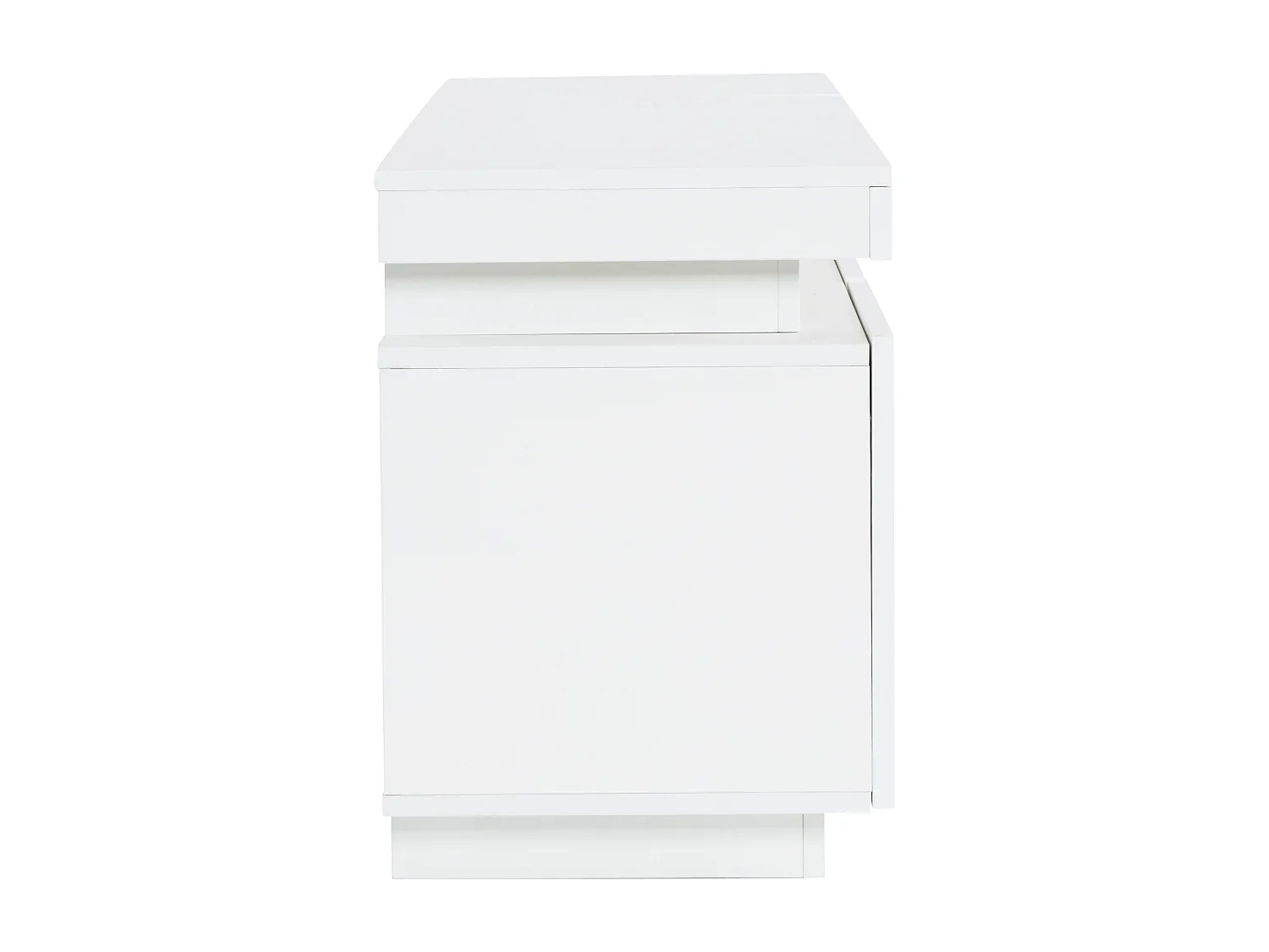 Meuble TV 170x35x50 cm LED bois 2 portes meuble de rangement ouvert - blanc