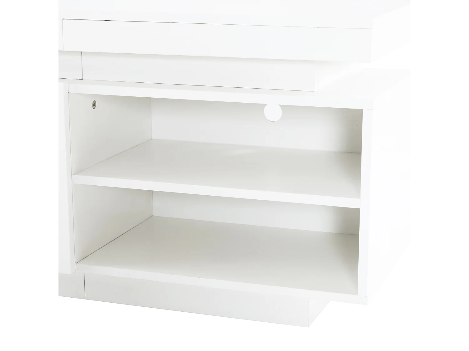 Meuble TV 170x35x50 cm LED bois 2 portes meuble de rangement ouvert - blanc