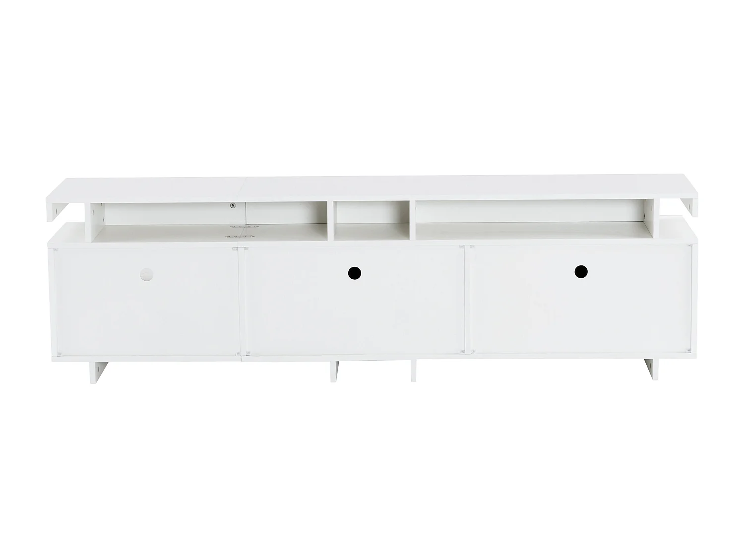 Meuble TV 170x35x50 cm LED bois 2 portes meuble de rangement ouvert - blanc