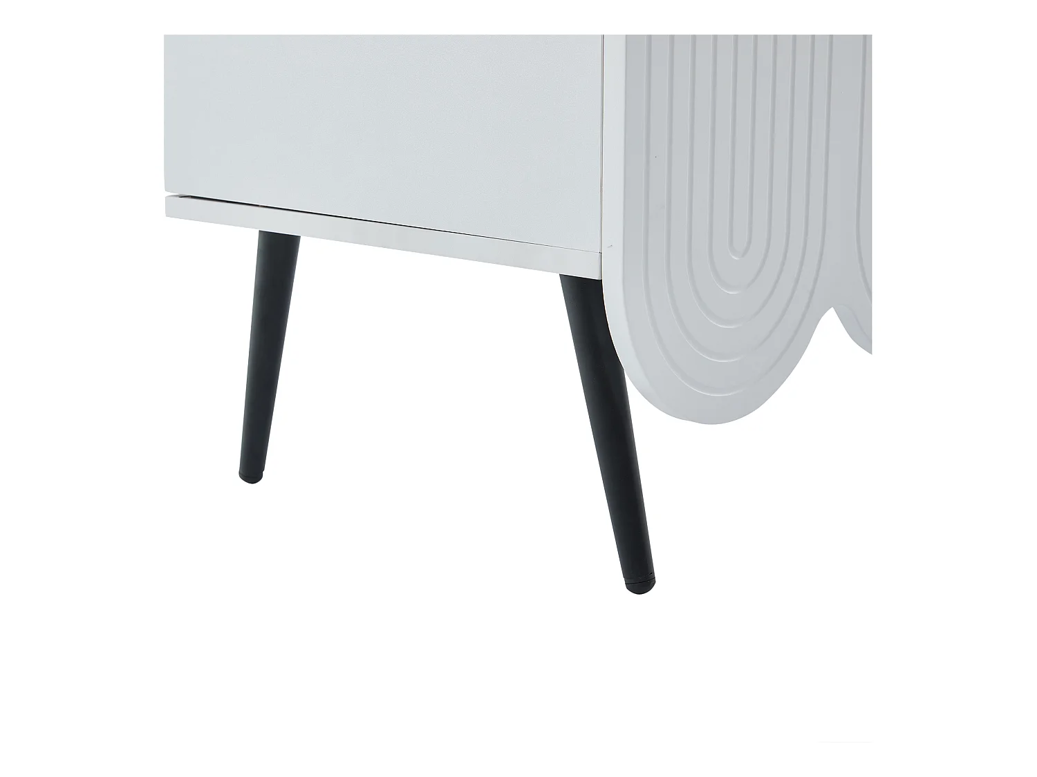 Meuble TV 180x40x45 cm avec 4 portes ondulées meuble de rangement en bois - blanc