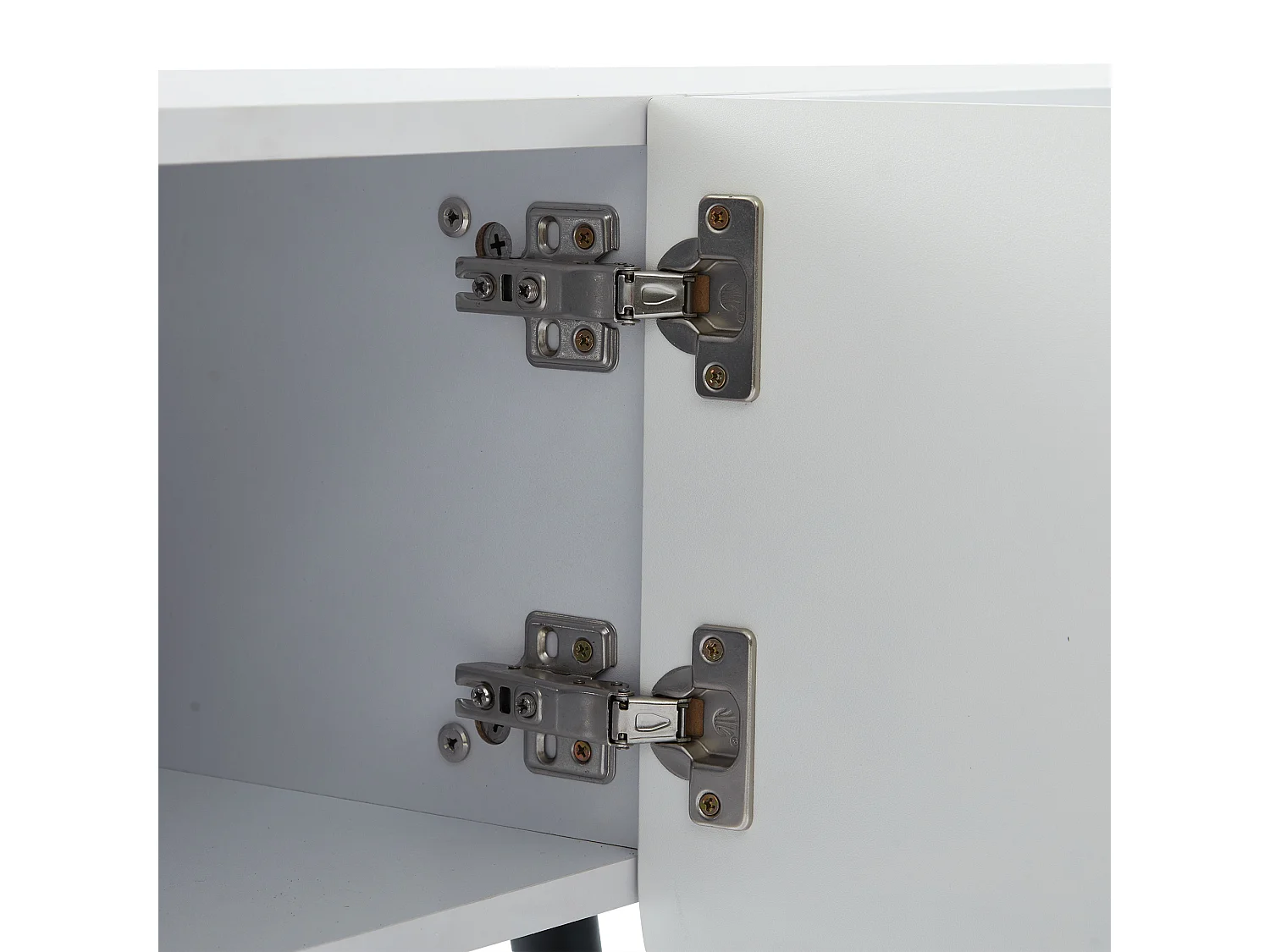 Meuble TV 180x40x45 cm avec 4 portes ondulées meuble de rangement en bois - blanc