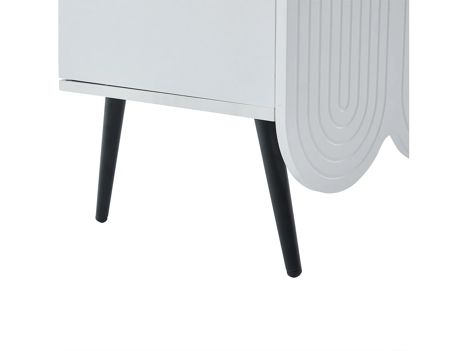 Meuble TV 180x40x45 cm avec 4 portes ondulées meuble de rangement en bois - blanc