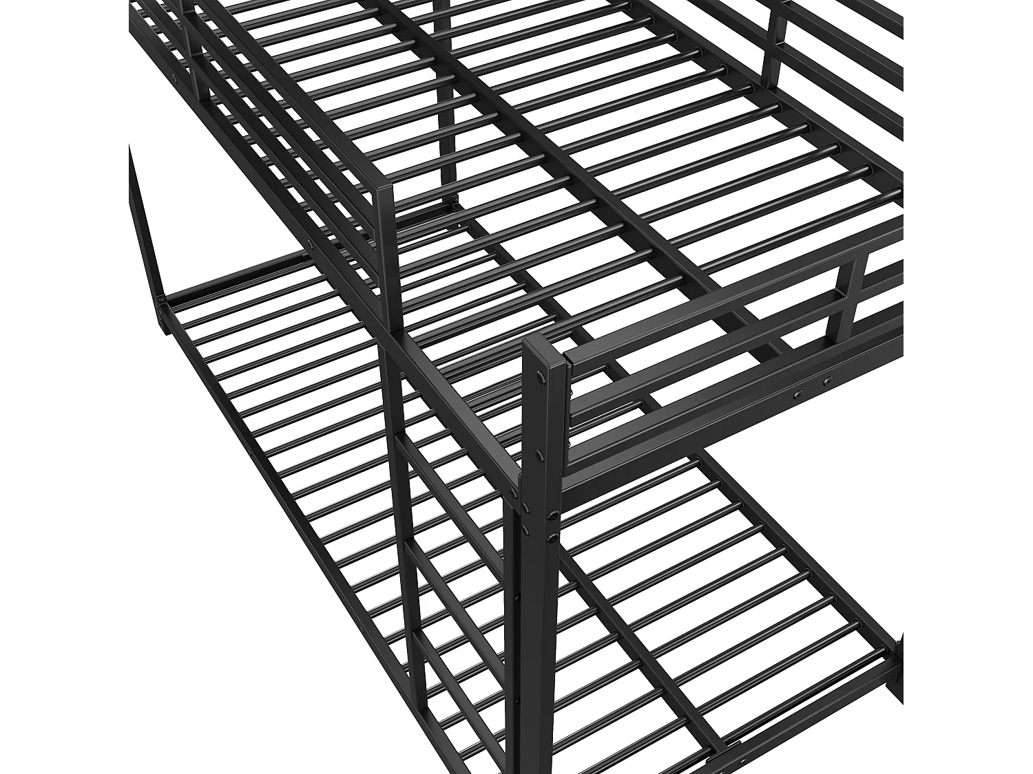 Kinderstapelbed 90x200cm met lattenbodem - valbeveiliging en ladder - metaal - zwart (zonder matras)