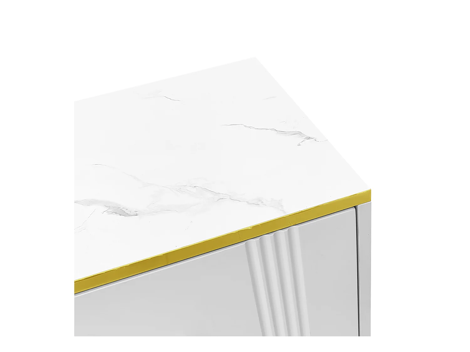 Meuble TV 180x40x40 cm avec 2 portes 2 tiroirs meuble de rangement en bois - pieds réglables en métal - blanc