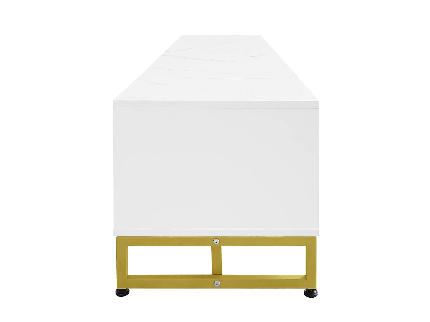 Meuble TV 180x40x40 cm avec 2 portes 2 tiroirs meuble de rangement en bois - pieds réglables en métal - blanc