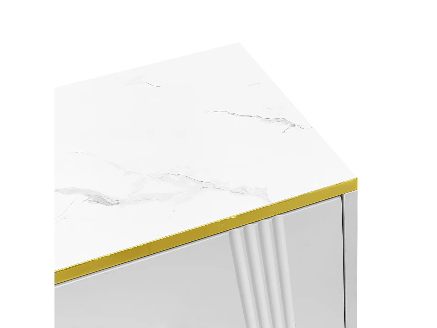 Meuble TV 180x40x40 cm avec 2 portes 2 tiroirs meuble de rangement en bois - pieds réglables en métal - blanc