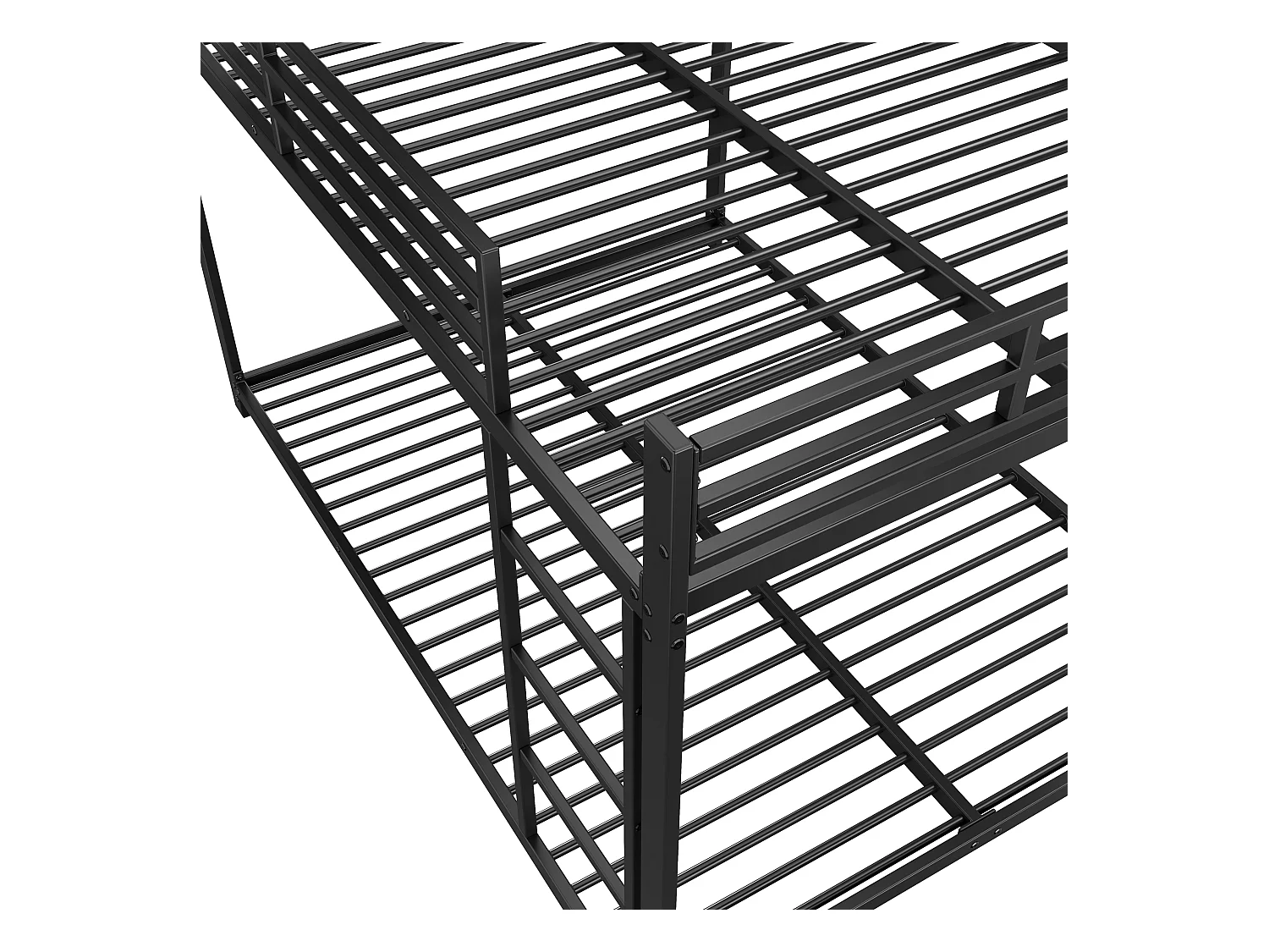 Stapelbed voor volwassenen 140x200cm met onderstel - valbeveiliging en ladder - metaal - zwart (zonder matras)