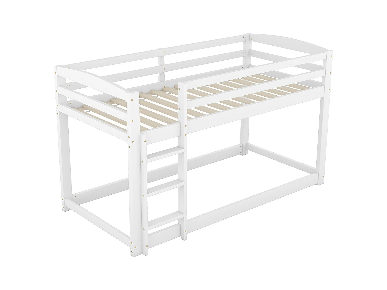 Lit superposé 90x200cm avec sommier - protection anti-chute et éhelle - bois - blanc (sans matelas)