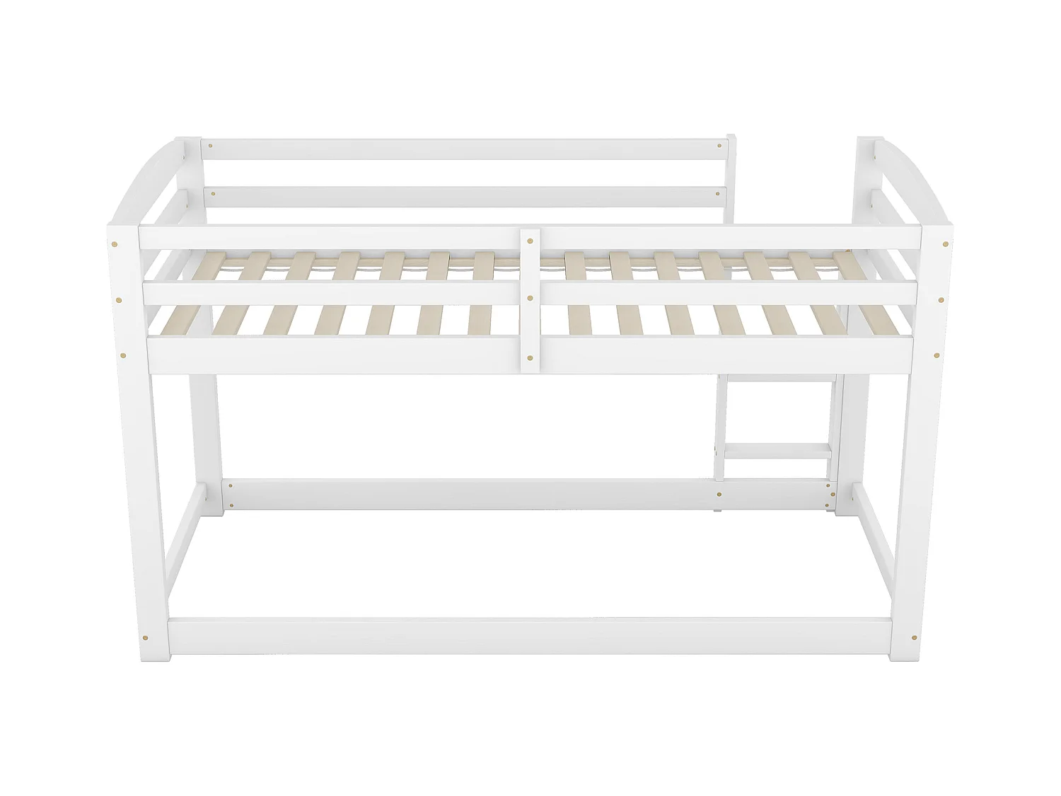 Lit superposé 90x200cm avec sommier - protection anti-chute et éhelle - bois - blanc (sans matelas)