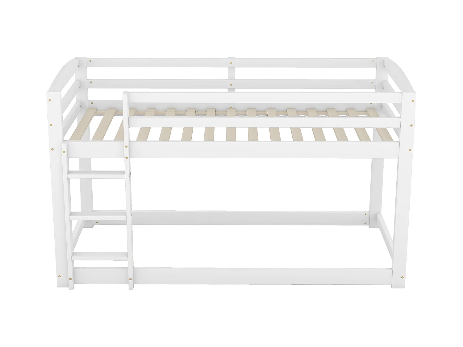 Lit superposé 90x200cm avec sommier - protection anti-chute et éhelle - bois - blanc (sans matelas)