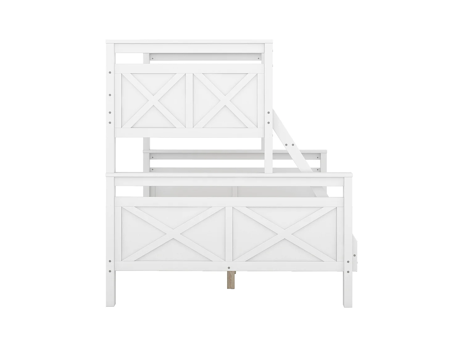 Lit superposé 90/140x200 cm avec sommier - protection anti-chute et éhelle - bois - blanc (sans matelas)