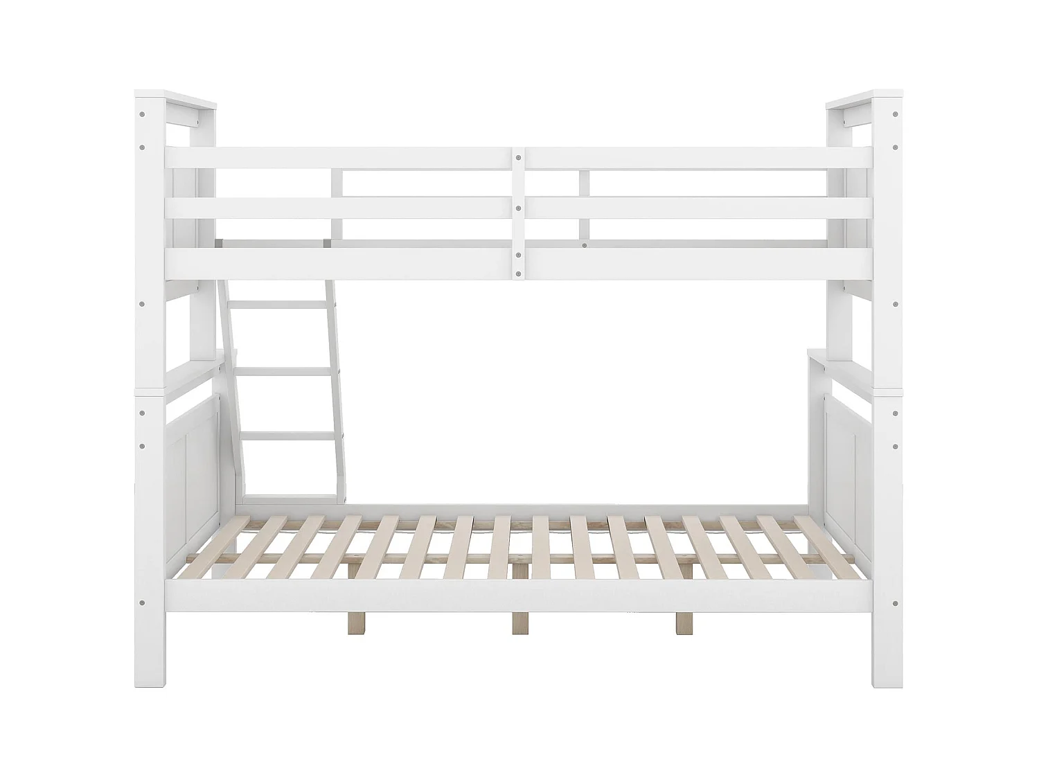 Lit superposé enfant 90(140)x200cm avec sommier - protection anti-chute et éhelle - bois - blanc (sans matelas)