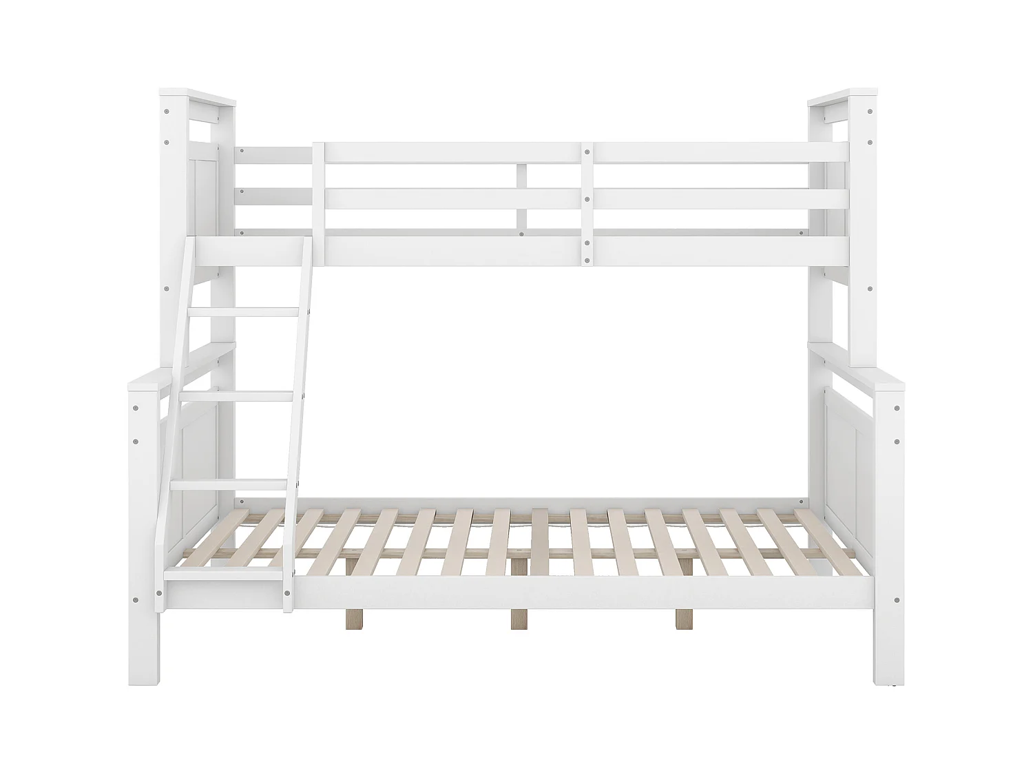 Lit superposé enfant 90(140)x200cm avec sommier - protection anti-chute et éhelle - bois - blanc (sans matelas)