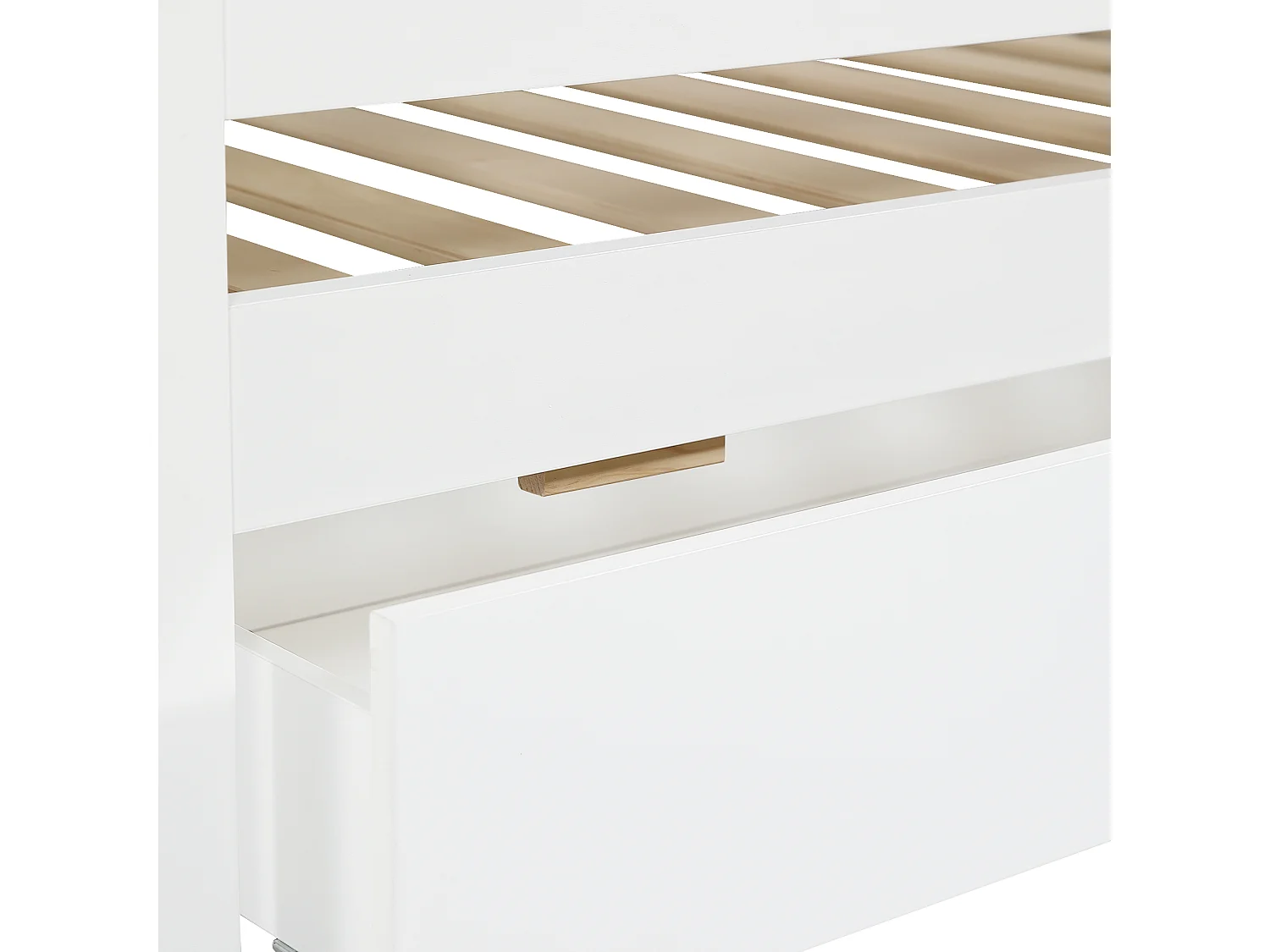 Lit superposé 90x200 cm avec fenêtres et toit tiroirs échelle, bois et MDF, blanc (Sans matelas)