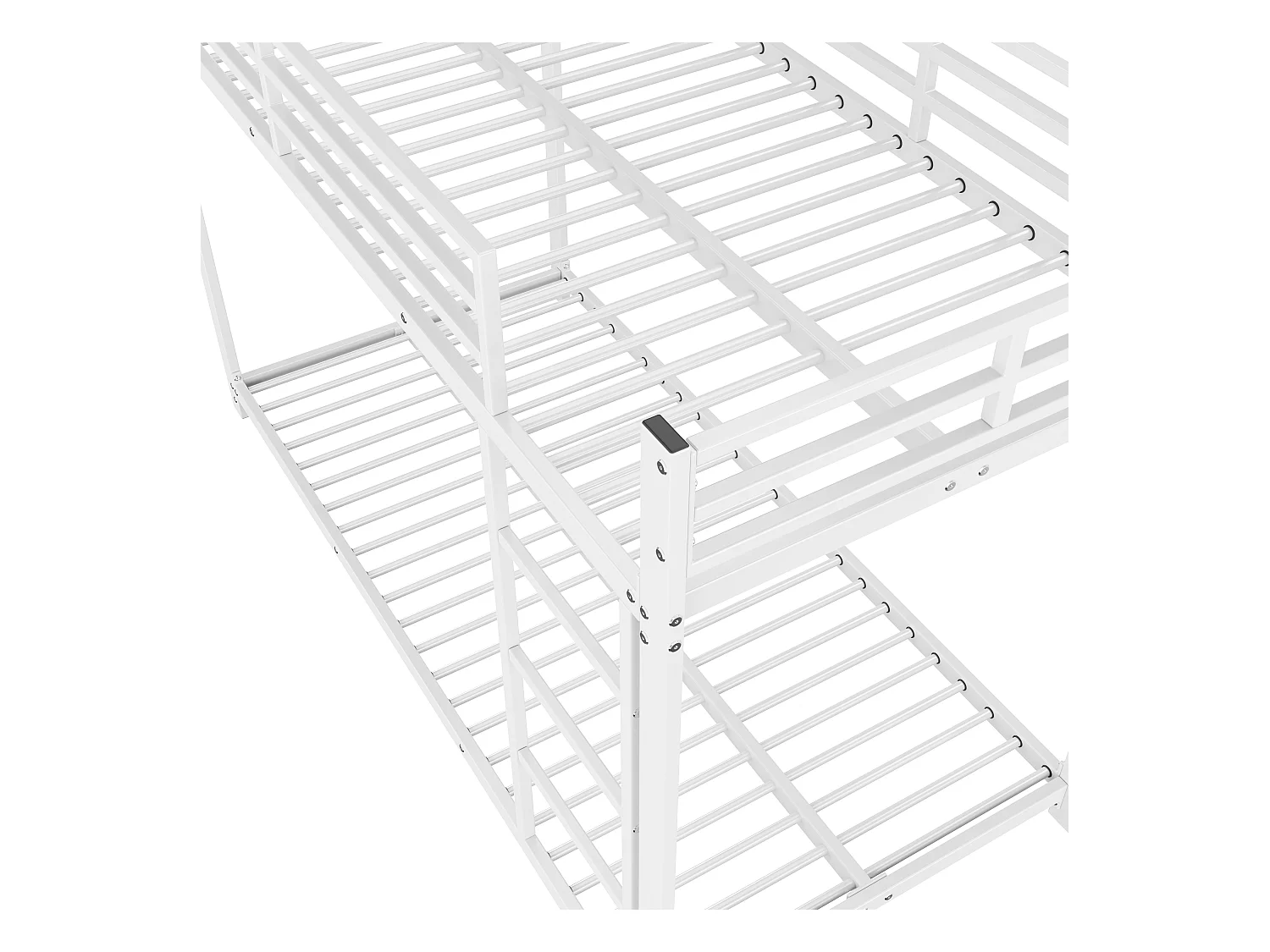Lit superposé 90x200 cm avec sommier - protection anti-chute et éhelle - métal - blanc (sans matelas)