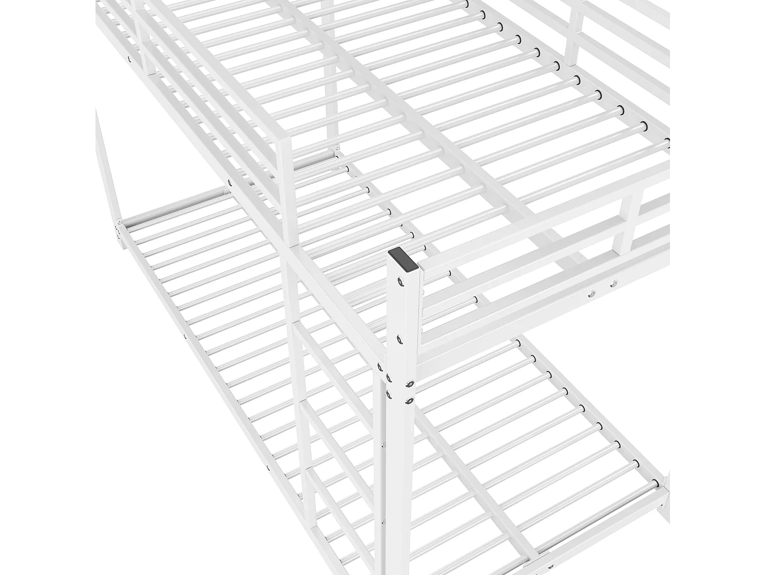 Lit superposé 90x200 cm avec sommier - protection anti-chute et éhelle - métal - blanc (sans matelas)