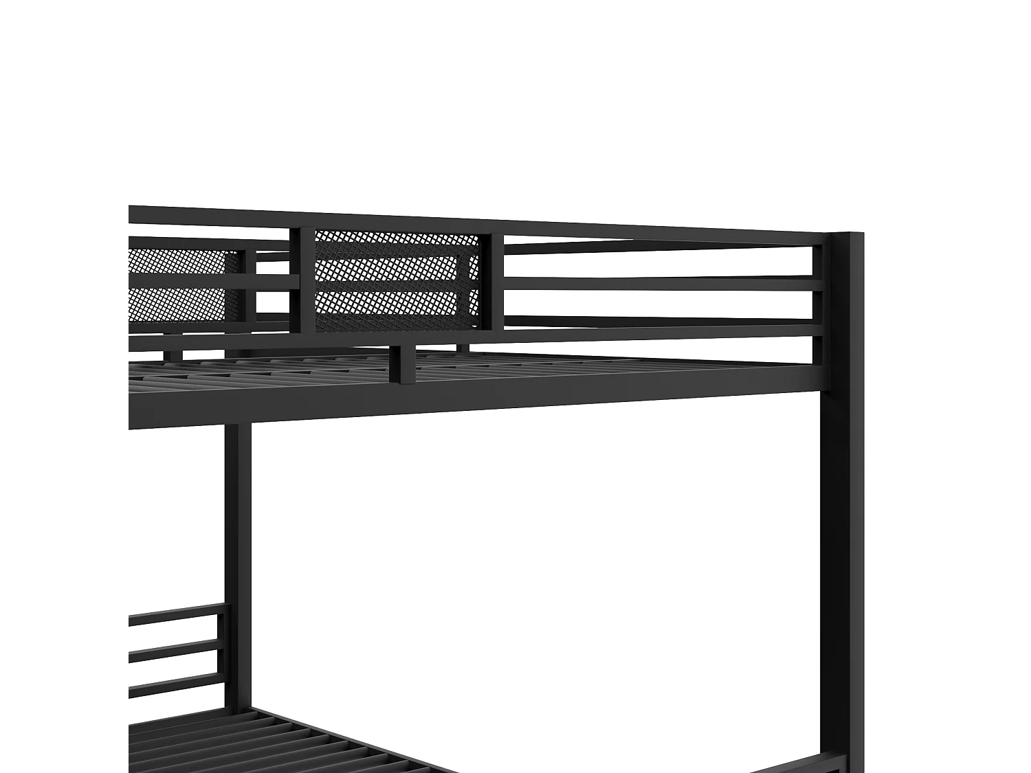 Lit superposé 140x200 cm, avec barrières de sécurité, montage facile, métal, noir (Sans matelas)