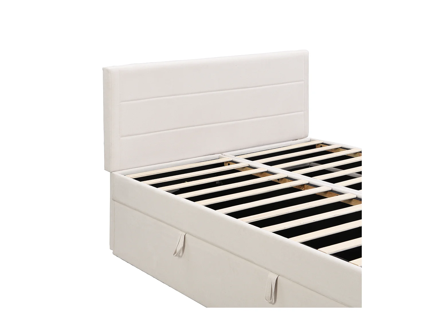 Lit adulte 140x200 cm avec 2 tiroirs - tête de lit réglable en hauteur et USB et LED - lin - beige (sans matelas)