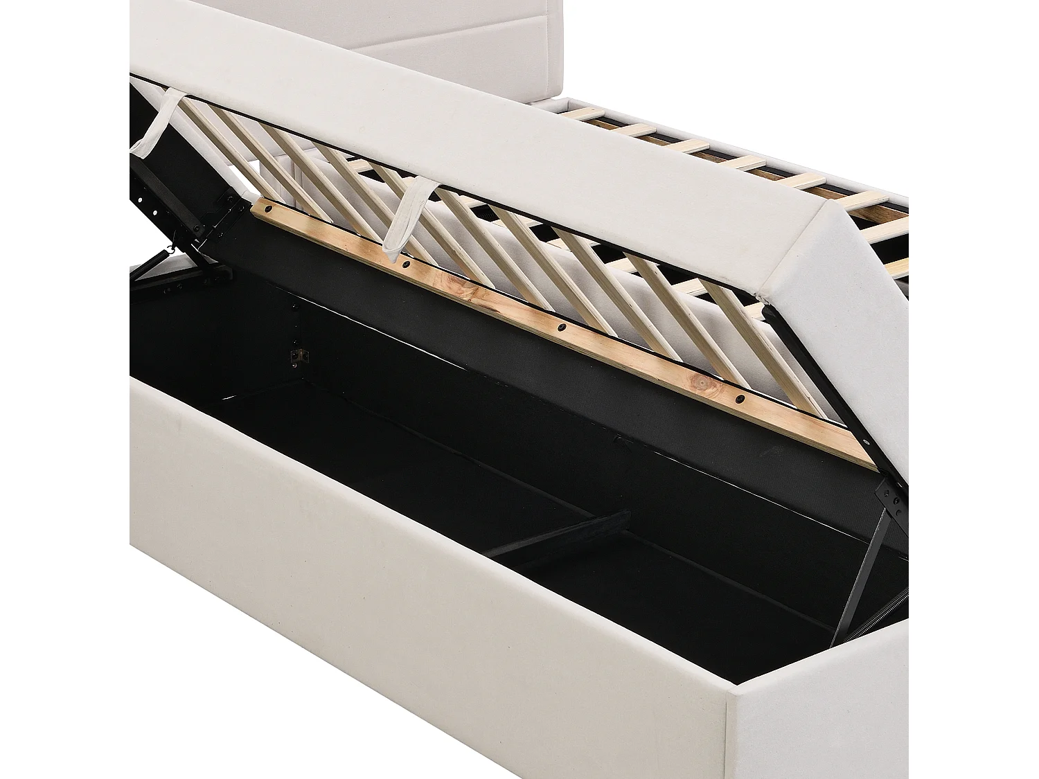 Lit adulte 140x200 cm avec 2 tiroirs - tête de lit réglable en hauteur et USB et LED - lin - beige (sans matelas)