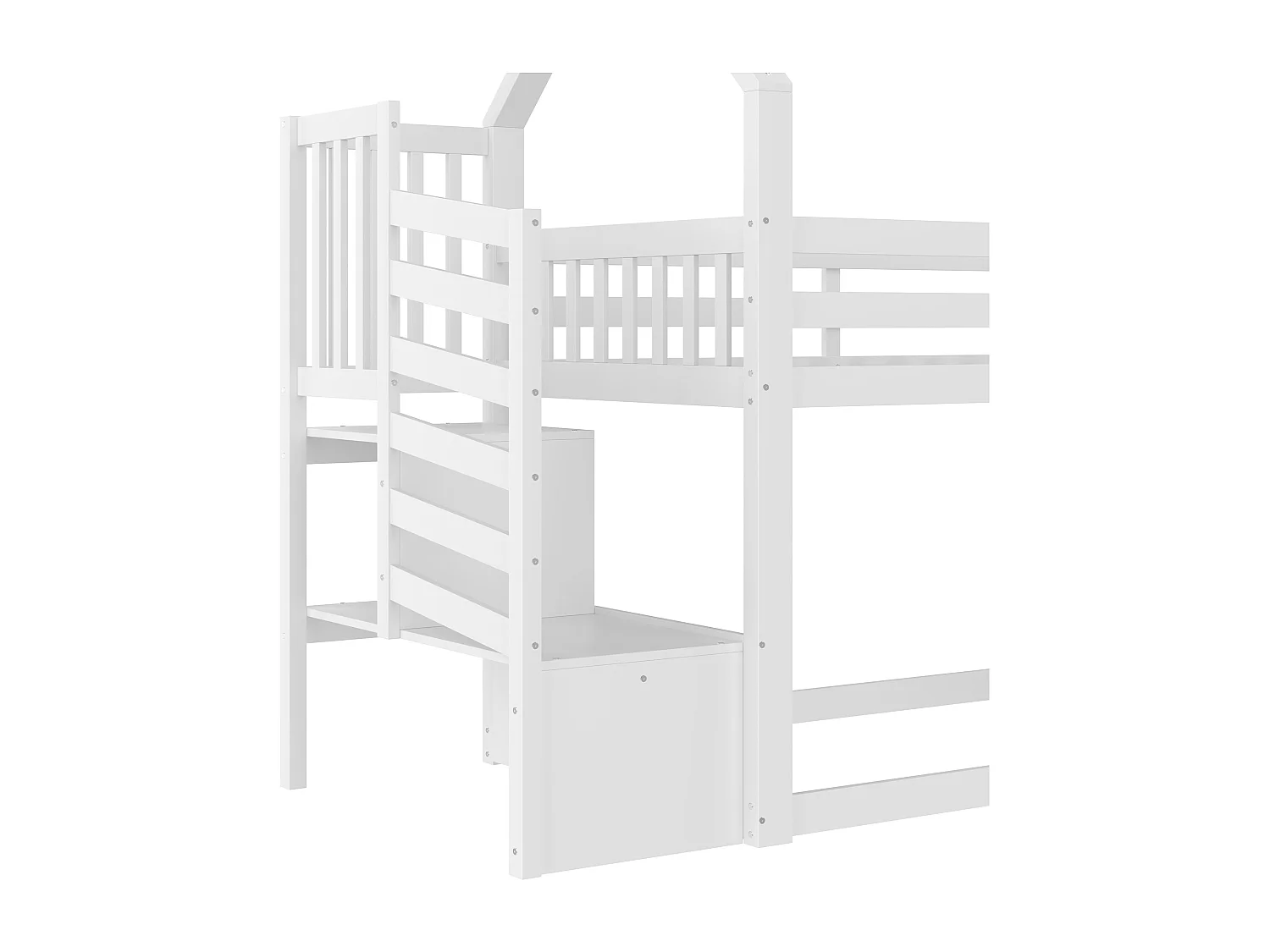 Lit superposé 90x200 cm avec protection anti-chute - éhelle et toboggan - bois - gris (sans matelas)