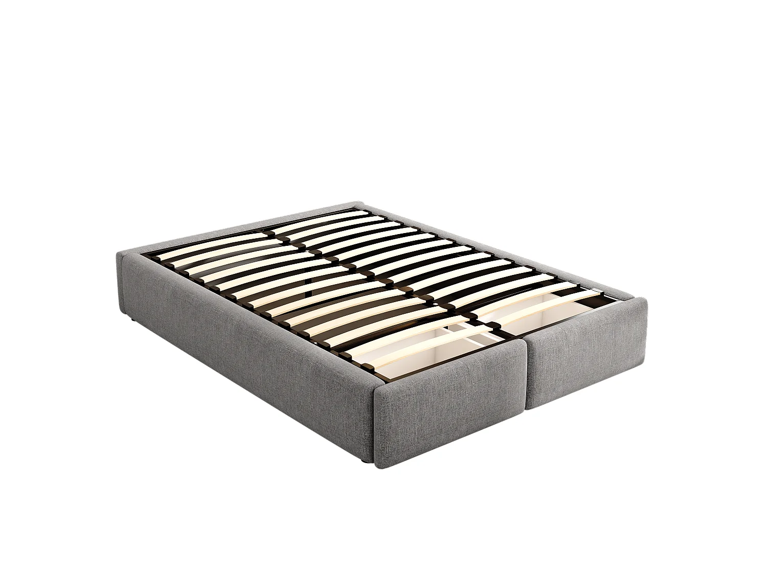 Lit gigogne 90x200 cm avec sommier - tête de lit avec rangements et USB - bois - blanc (sans matelas)