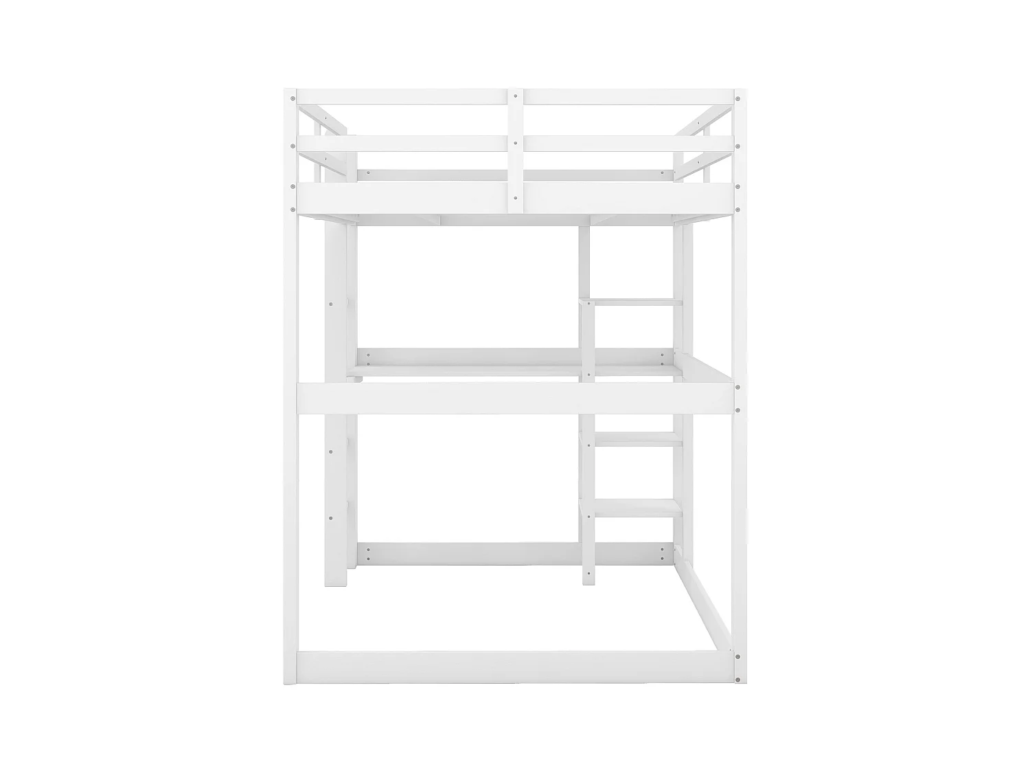 Lit mezzanine adulte 140x200cm avec sommier - protection anti-chute bureau et rangement - bois - blanc (sans matelas)