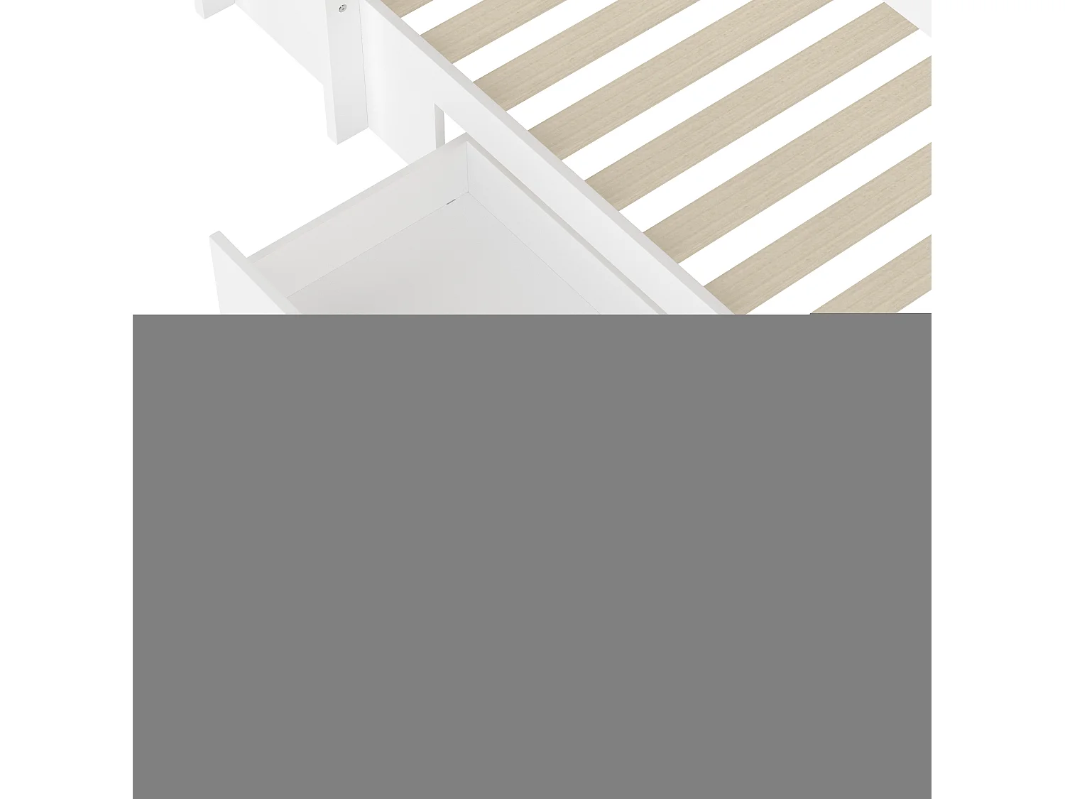 Lit superposé 90x200 cm avec sommier - protection anti-chute 1 tiroir et rangements - bois - blanc (sans matelas)