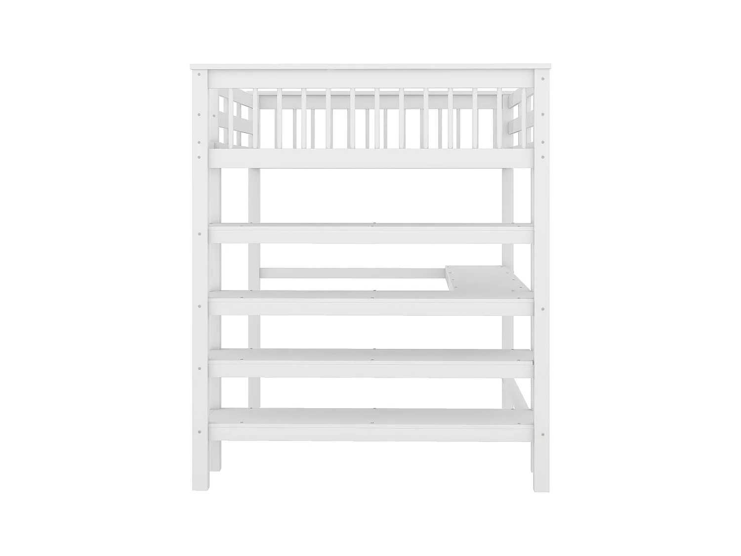 Lit mezzanine adulte 140x200cm avec sommier - protection anti-chute bureau et rangement - bois - blanc (sans matelas)