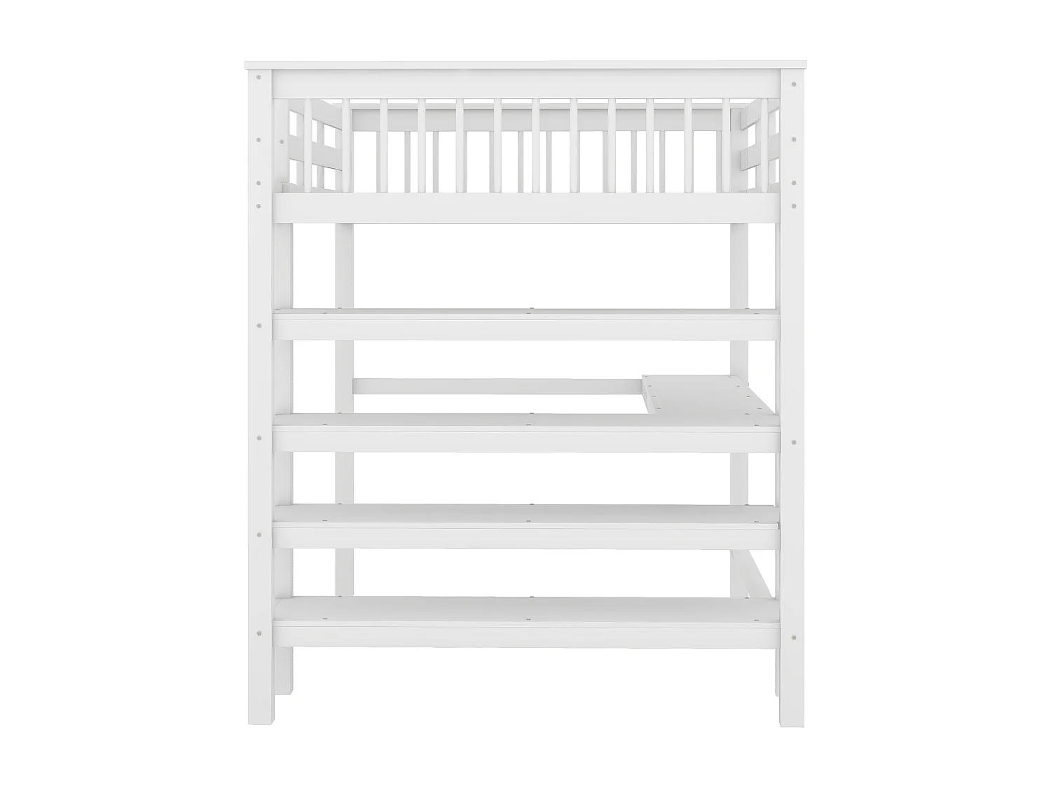 Lit mezzanine 140x200 cm avec sommier - protection anti-chute bureau et rangement - bois - blanc (sans matelas)