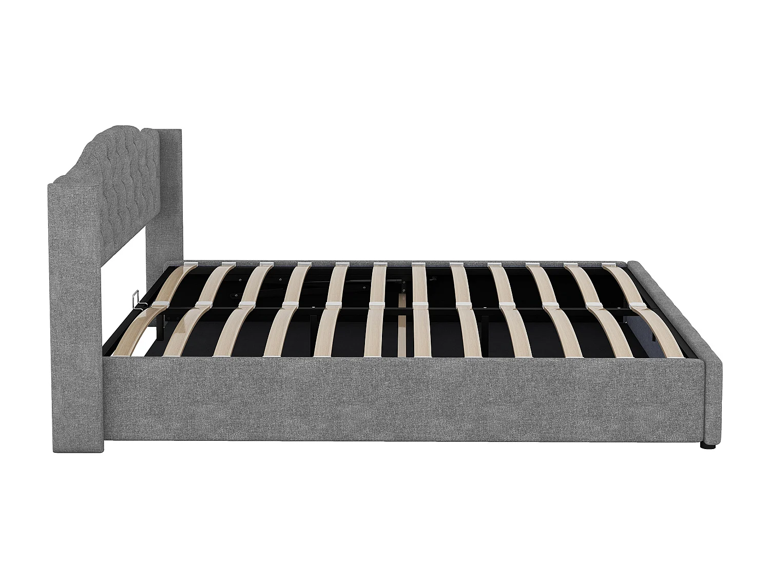 Lit adulte 140x200 cm avec 3 tiroirs - tête de lit réglable en hauteur avec USB et LED - velours - gris (sans matelas)