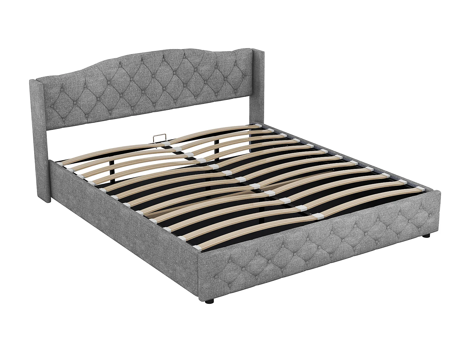 Lit adulte 140x200 cm avec 3 tiroirs - tête de lit réglable en hauteur avec USB et LED - velours - gris (sans matelas)
