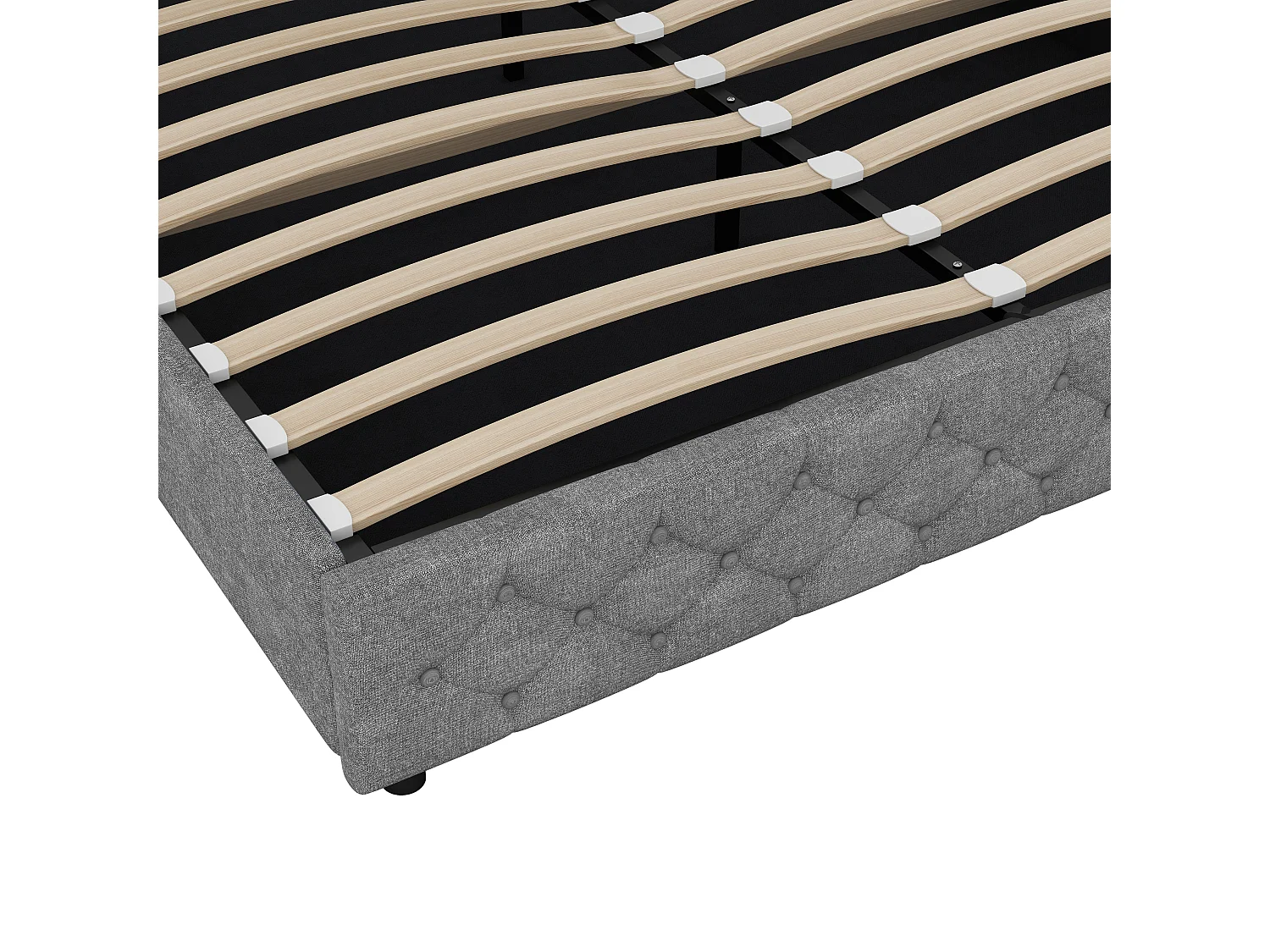 Lit double 140x190cm avec quatre tiroirs LED interface USB tête de lit avec étagères et espace de rangement en gris pour enfants et adultes (sans matelas)