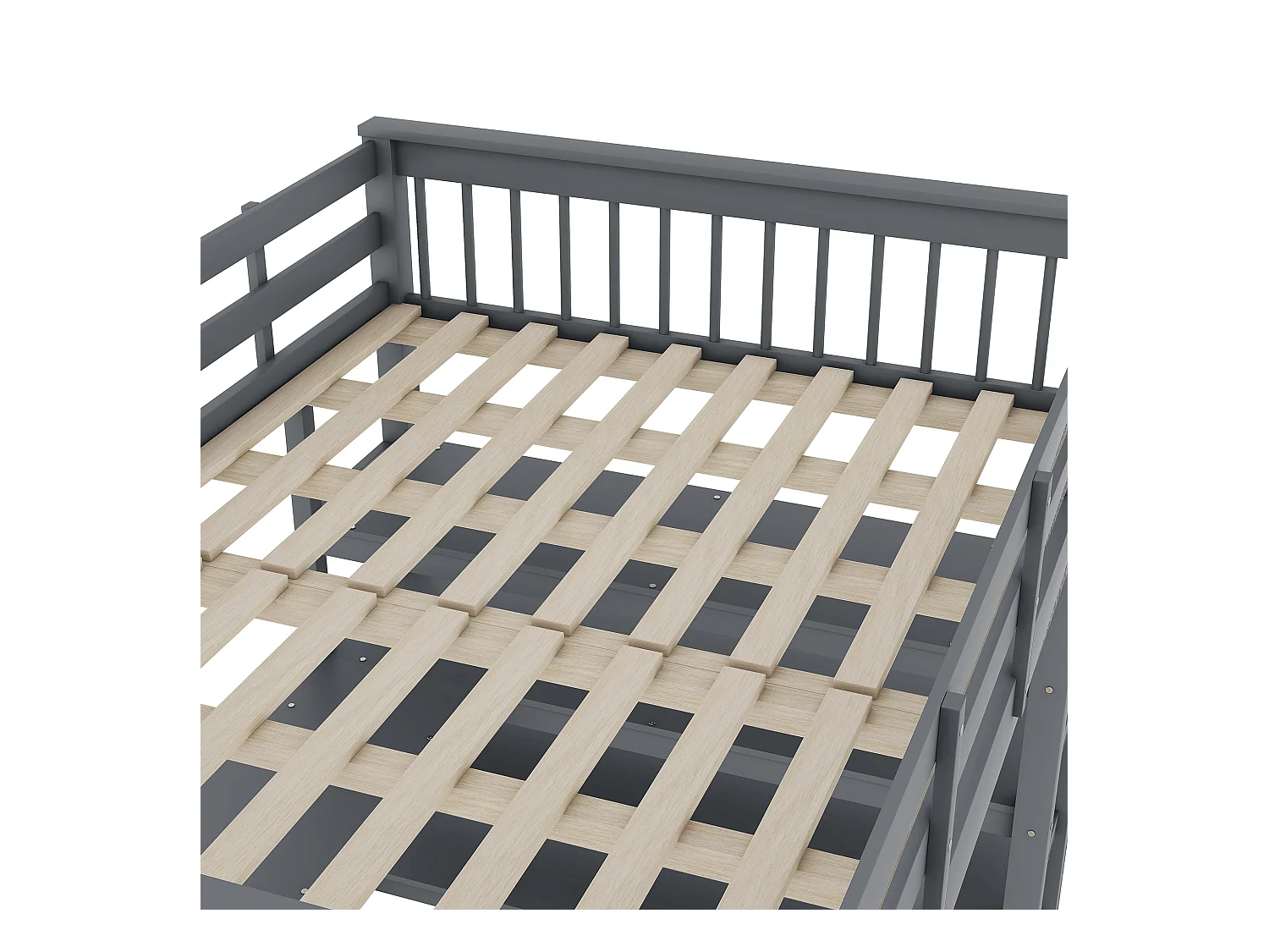 Lit mezzanine adulte 140x200cm avec sommier - protection anti-chute bureau et rangement - bois - gris (sans matelas)