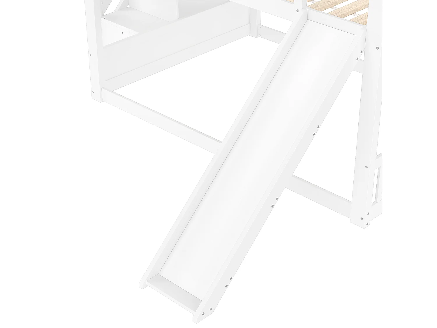 Lit superposé 140x200 cm avec sommier - protection anti-chute et glissières et rangements - bois - blanc (sans matelas)