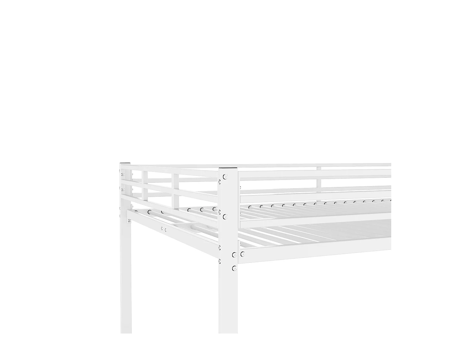 Lit superposé 140x200 cm avec sommier - protection anti-chute et éhelle - métal - blanc (sans matelas)